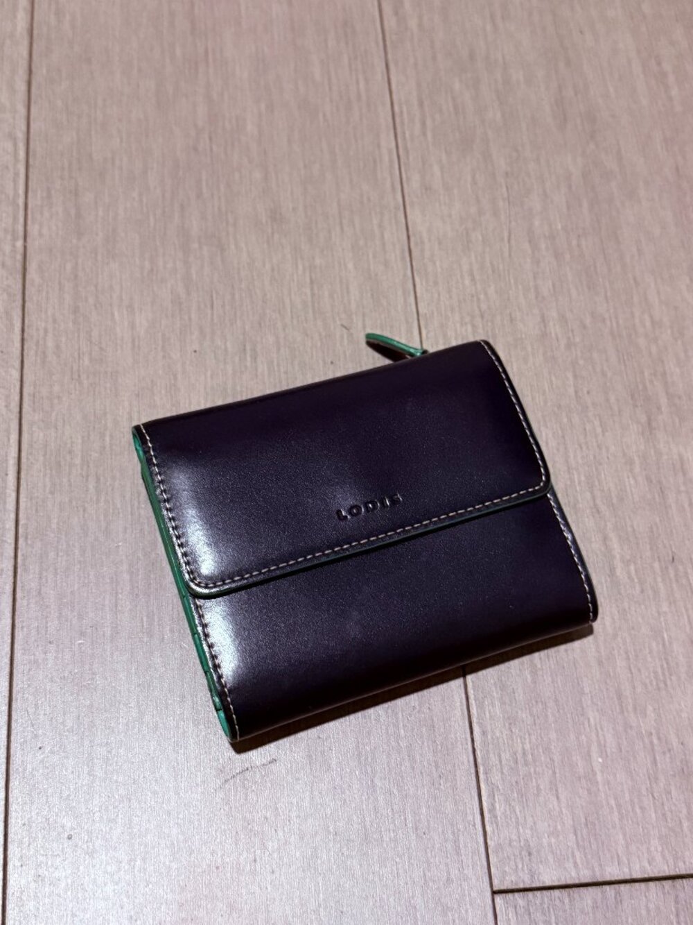 Lodis Leather Wallet Green and Navy